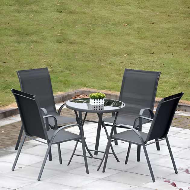 Zestaw krzeseł ogrodowych ModernHome by Multistore SC-092KD Dark Gray 4 szt (5905817004898) - obraz 8