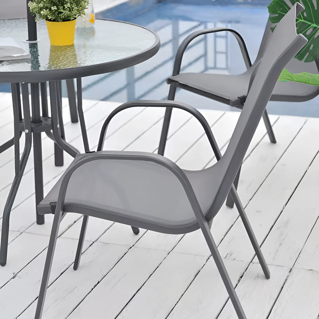 Zestaw krzeseł ogrodowych ModernHome by Multistore SC-092KD Dark Gray 4 szt (5905817004898) - obraz 9