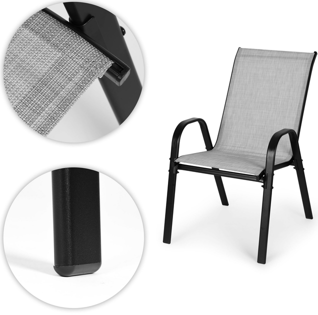 Zestaw krzeseł ogrodowych ModernHome by Multistore SC-092KD Light Gray 4 szt (5905817004881) - obraz 6