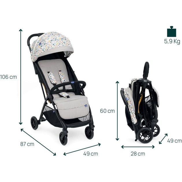Коляска детская прогулочная Chicco Glee, серая - изображение 9
