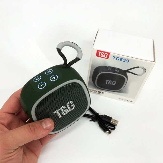 Портативная Bluetooth колонка TG659 с ремешком, Беспроводная колонка портативная мощная. Цвет: зеленый - изображение 4
