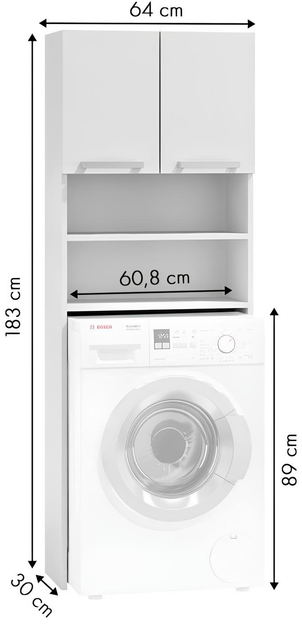 Шафа для ванної кімнати з нішею для пральної машини ModernHome by Multistore біла (RH1908-45) - зображення 4