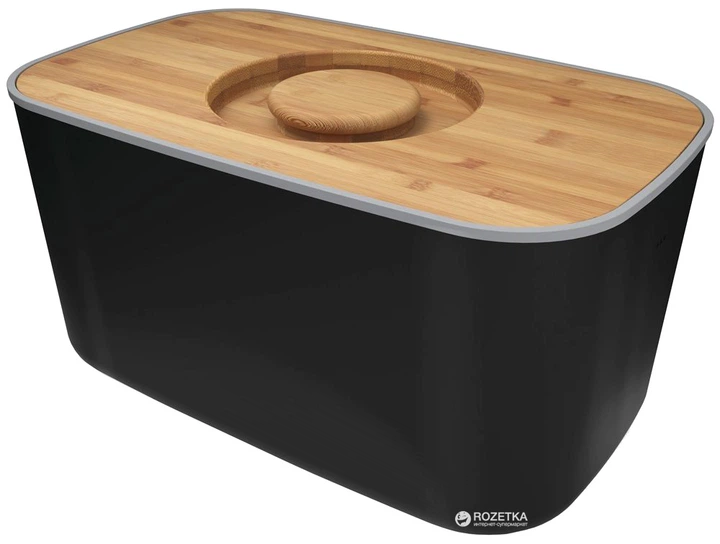 Хлебница Joseph Joseph Bread Bin с бамбуковой крышкойдоской Black