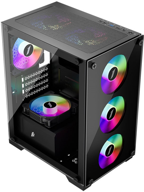 Корпус 1stPlayer X2-M-BK-4F1 Black - зображення 5