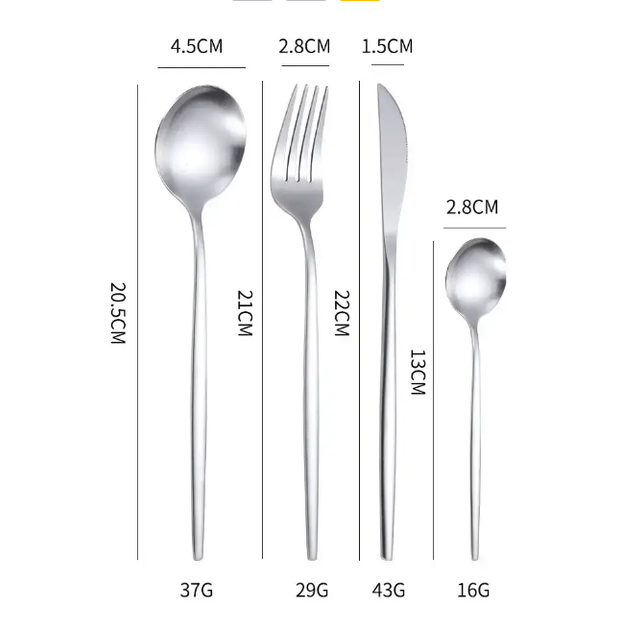 Набір столових приборів Modern glossy silver на 6 персон 24 предмети - Фото 3 Набір столових приборів Modern glossy silver на 6 персон 24 предмети - зображення 3