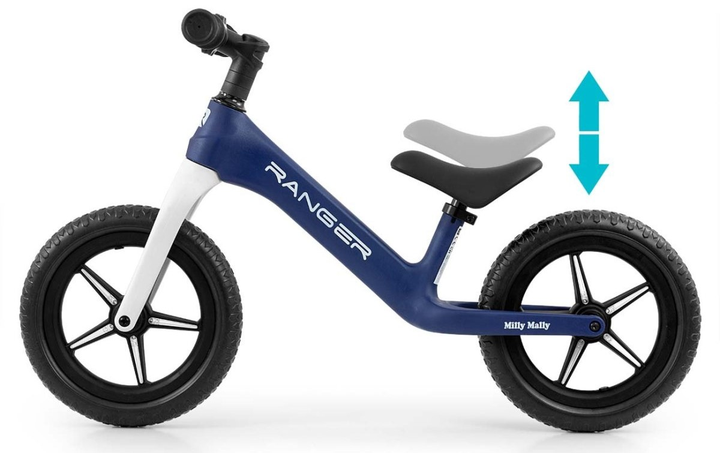 Rowerek biegowy Milly Mally Ranger Flash LED Navy 12" (5901761129403) - obraz 6