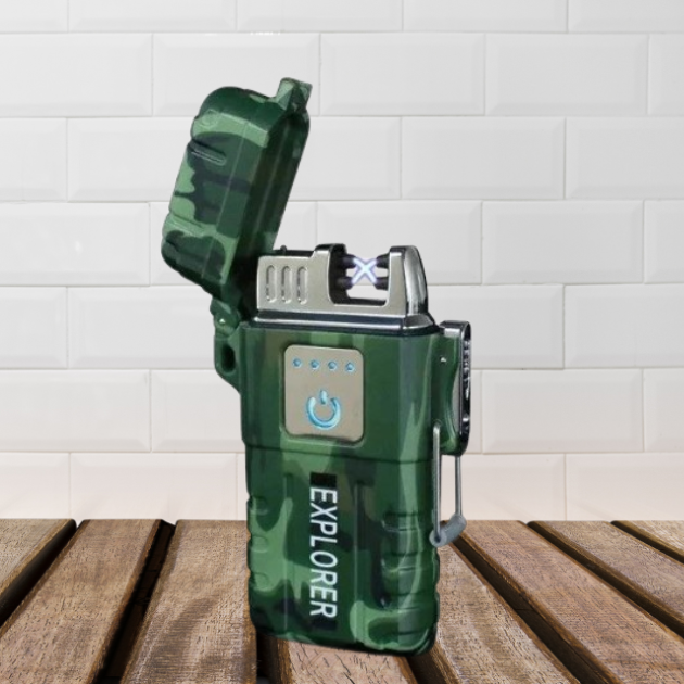 Электроимпульсная USB зажигалка Explorer JL-317/6863 аккумуляторная водонепроницаемая З/У USB Камуфляжная - изображение 2