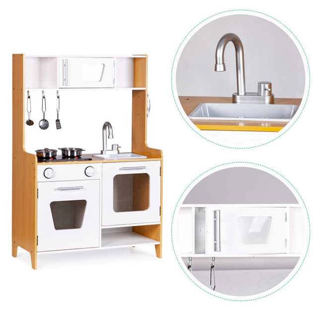 Drewniana kuchnia dla dzieci EcoToys ze światłem i dźwiękiem PLK534 (5903089066170) - obraz 7