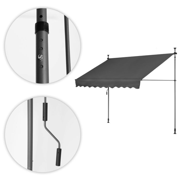 Markiza przeciwsłoneczna balkonowa MultiGarden 200 x 120 cm Szara (5905817002467) - obraz 5