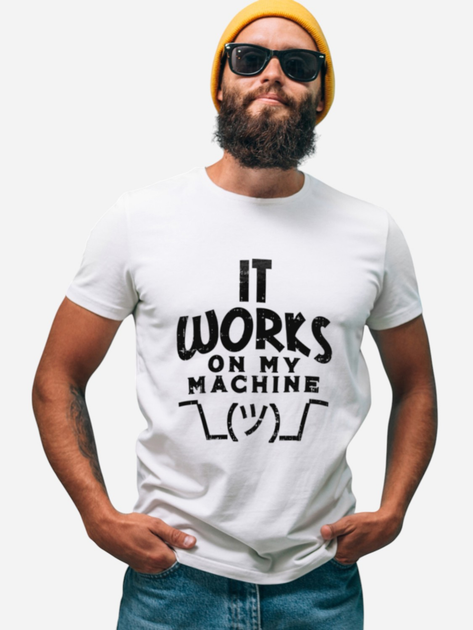 Футболка бавовняна довга чоловіча Ctrl It works on my machine CNTRLW10002 L Біла з принтом від Rozetka на платформі USKIDKA Акція на Футболка бавовняна довга чоловіча Ctrl It works on my machine CNTRLW10002 L Біла з принтом від Rozetka
