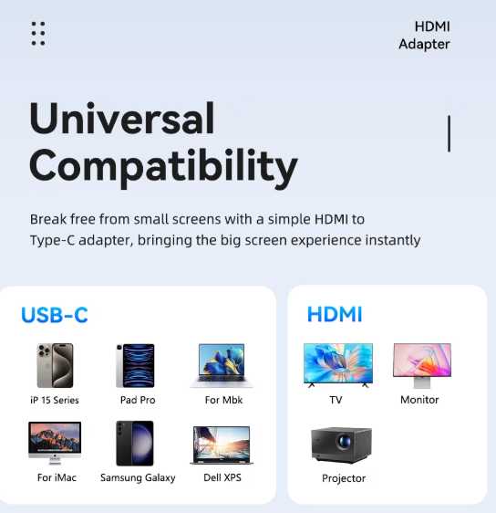 Адаптер кабель конвертор T9S HDMI-USB Type C 4K 30Hz Перехідник - Фото 2 Адаптер кабель конвертор T9S HDMI-USB Type C 4K 30Hz Перехідник - зображення 2
