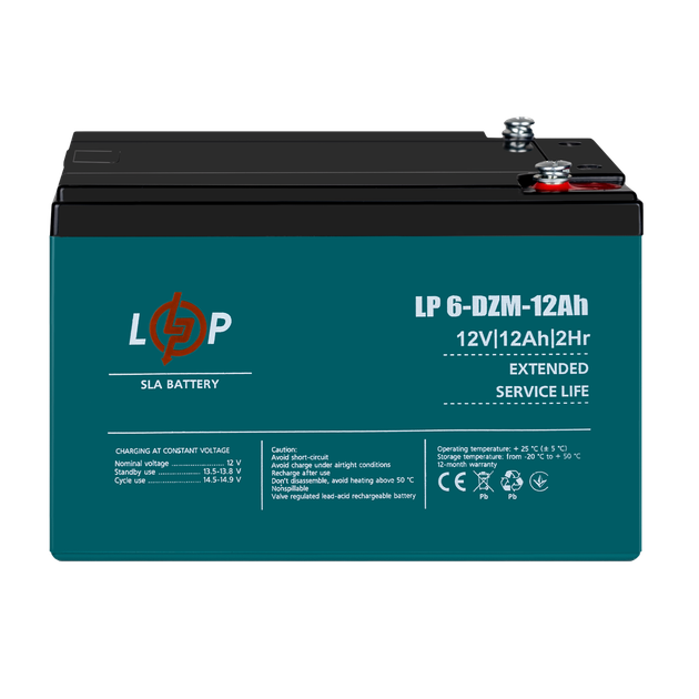 Тяговий свинцево-кислотний AGM акумулятор LogicPower LP 6-DZM-12 Ah - під Болт М5 - зображення 3