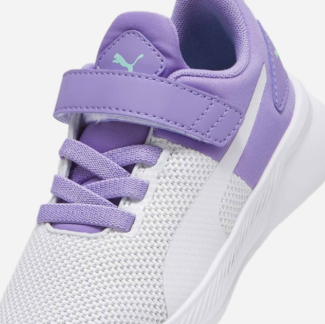 Buty sportowe dziecięce dla dziewczynki na rzepy Puma Flyer Runner V Ps 192929-50 32 (13UK) Białe/Fioletowe - obraz 5