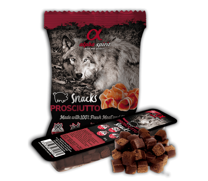 Ласощі для собак Alpha Spirit Snacks напіввологі беззернові кубики з прошуто 50 г (as4001350) - зображення 5