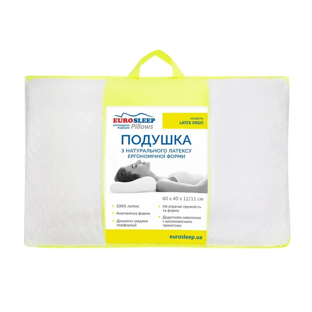 Подушка Eurosleep LATEX ERGO/ Латекс эрго 60х40х12 см. - Фото 2 Подушка Eurosleep LATEX ERGO/ Латекс эрго 60х40х12 см. - изображение 2