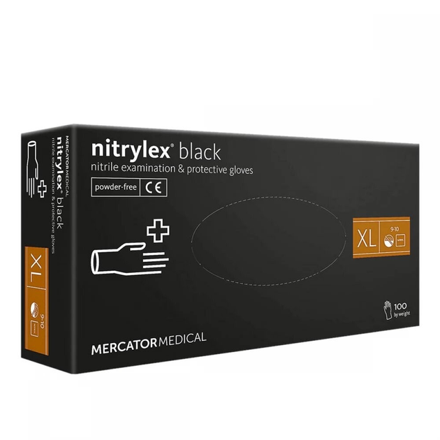 Рукавички чорні Nitrylex Black нітрилові неопудрені XL RD30104005 - зображення 1