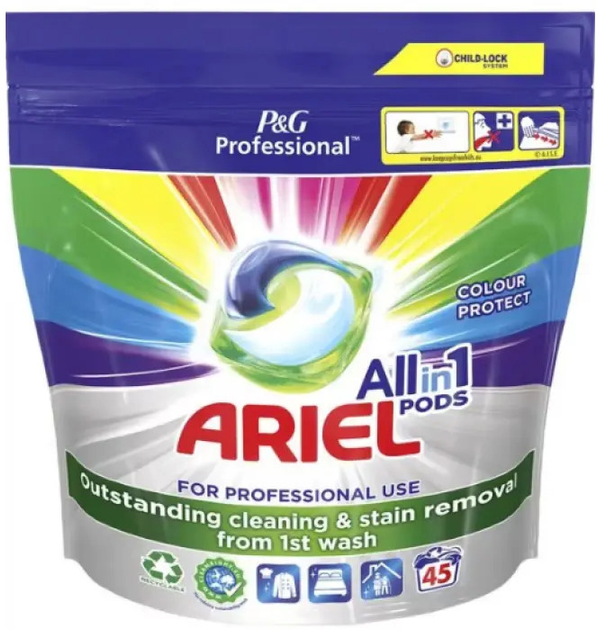 Капсули для прання кольорових речей Ariel All in 1 Pods Colour Protect 45 шт (8006540970621) - зображення 1