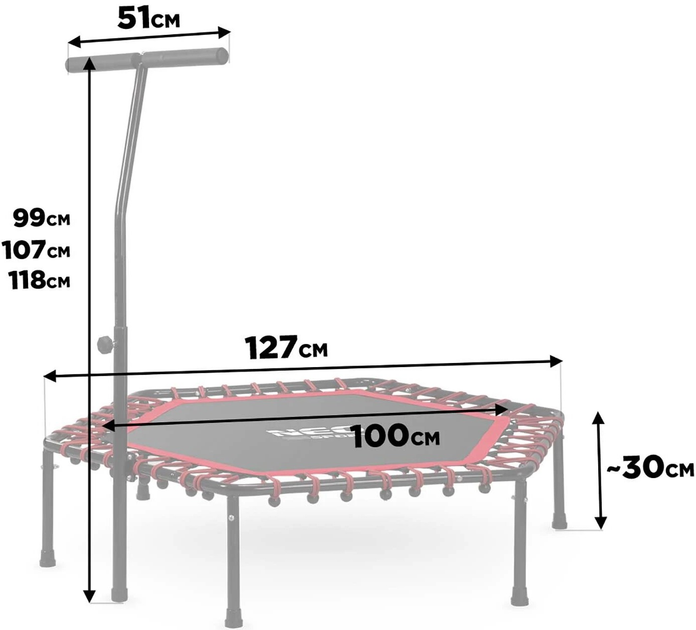 Trampolina fitness Neo Sport 127 cm z uchwytem czerwona (5903890604356) - obraz 3