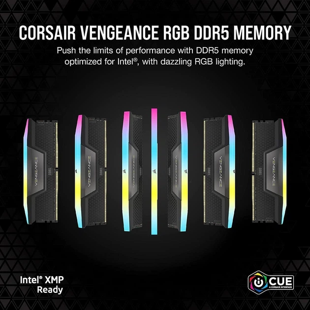 Память для настольных компьютеров Corsair 32 GB (2x16GB) DDR5 6400 MHz Vengeance RGB (CMH32GX5M2B6400C36) - изображение 3