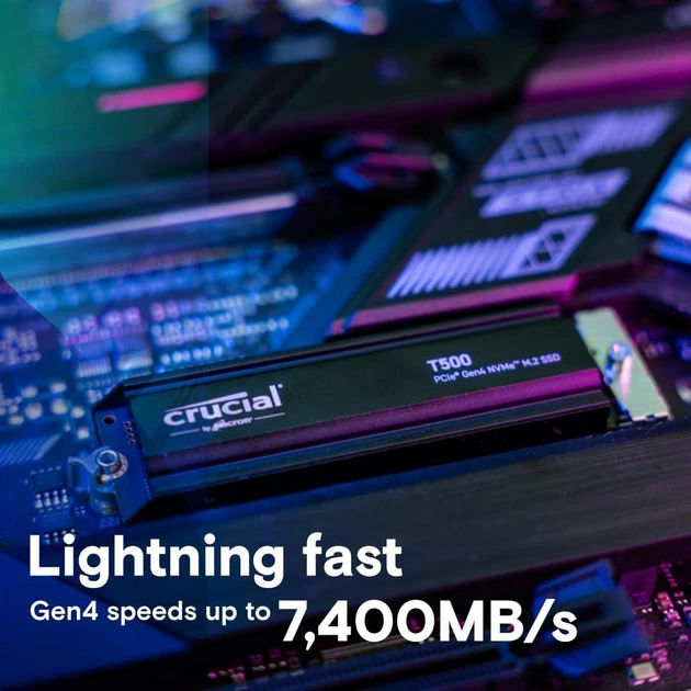 SSD накопитель Crucial T500 1 TB with Heatsink (CT1000T500SSD5) - Фото 2 SSD накопитель Crucial T500 1 TB with Heatsink (CT1000T500SSD5) - изображение 2
