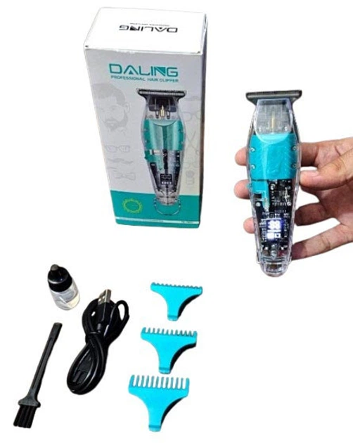 Аккумуляторный триммер для стрижки бороды и усов с USB и LED-дисплеем Daling DL-1631 Pro Голубой - изображение 8