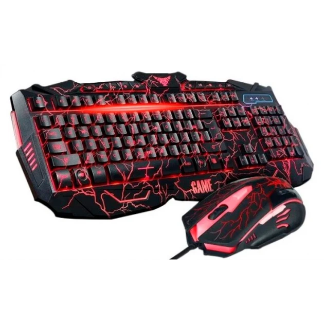 Игровая проводная клавиатура с подсветкой и мишкой V100L Черный - изображение 2
