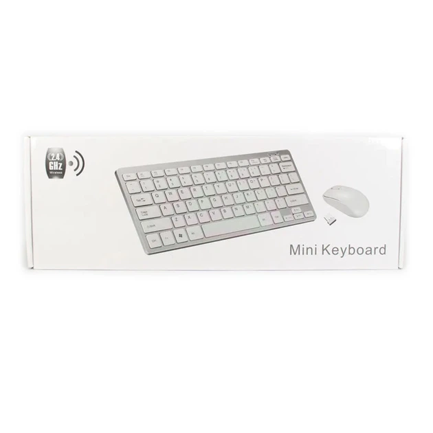 Беспроводная клавиатура и оптическая мишка USB адаптер KeyBoard K-03 Белый - изображение 4
