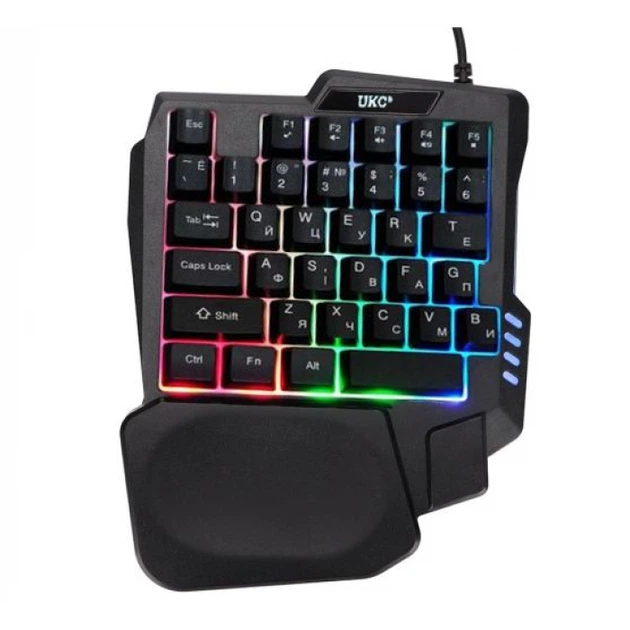 Игровой комплект одноручная клавиатура и мышь 2в1 с RGB подсветкой UKC 7768 Черный - изображение 3