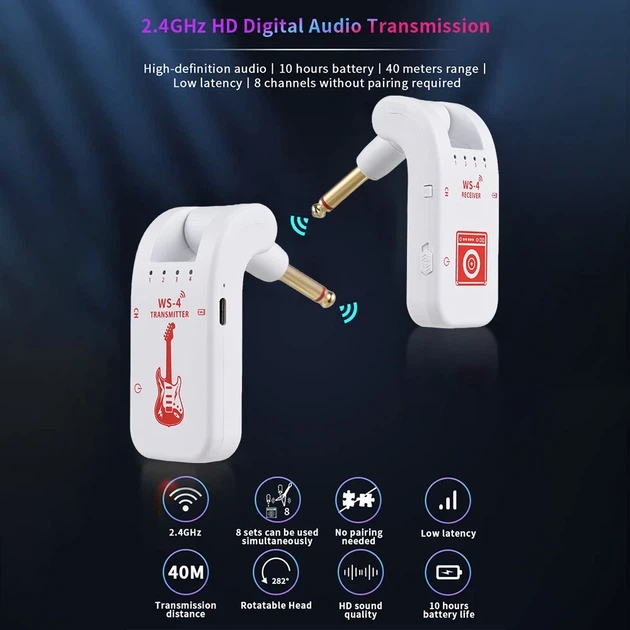 Цифровая радиосистема для гитары (инструментальная) Deviser WS-4 2.4G White - изображение 5