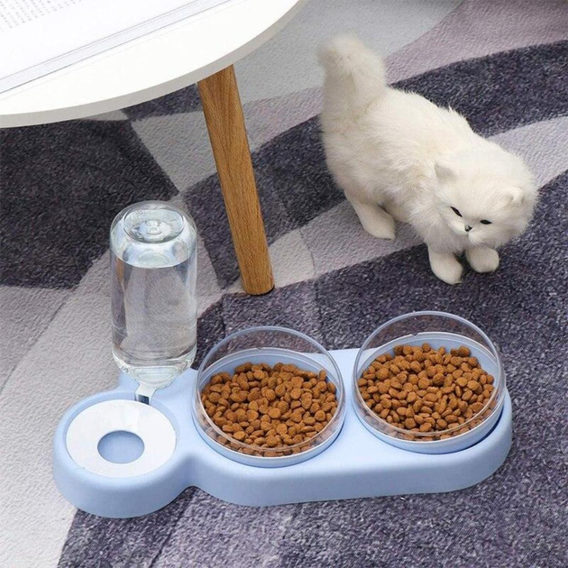 Кормушка 3в1 для животных со съемными мисочками Gatto миска для кошек и собак со встроенной поилкой, 500 мл, голубой (101334195) - изображение 8
