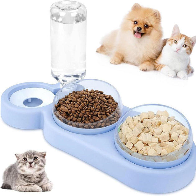 Кормушка 3в1 для животных со съемными мисочками Gatto миска для кошек и собак со встроенной поилкой, 500 мл, голубой (101334195) - изображение 9