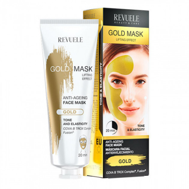 Золотая маска для лица Revuele Gold Face Mask Lifting Effect Anti-Age с эффектом лифтинга, 80 мл - изображение 4