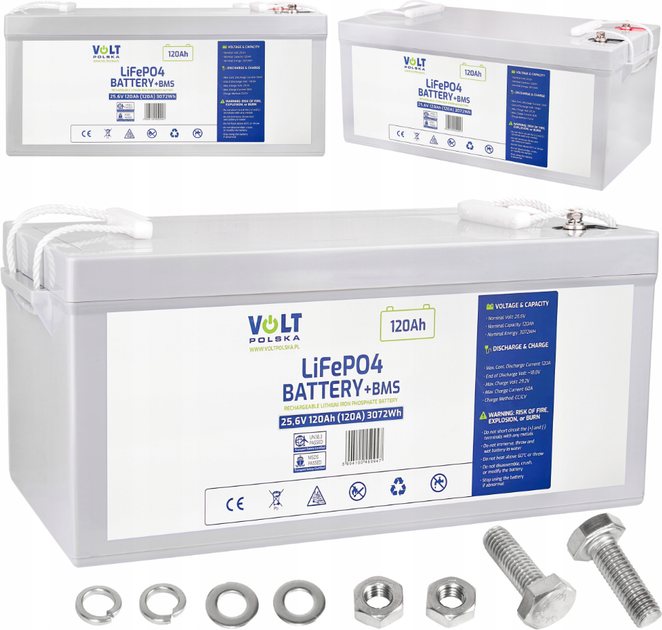 Акумуляторна батарея Volt LiFePO4 25.6V 120Ah 120A BMS (6AKLI24120) - зображення 4