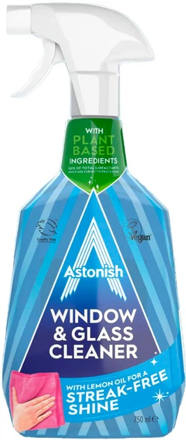 Засіб для очистки вікон та скла з лимонною олією Astonish Window & Class Cleaner With Lemon Oil 750 мл - Фото 2 Засіб для очистки вікон та скла з лимонною олією Astonish Window & Class Cleaner With Lemon Oil 750 мл - зображення 2