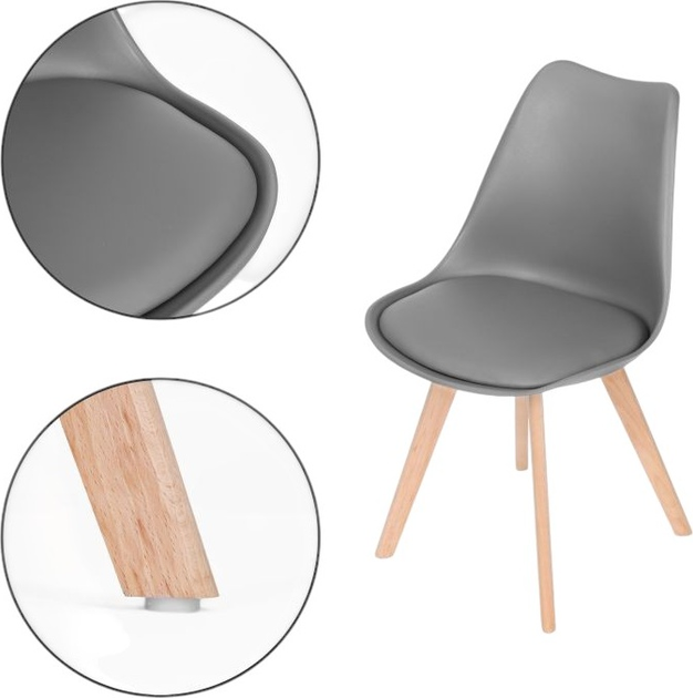 Zestaw krzeseł do kuchni i salonu ModernHome by Multistore 4 szt Ciemnoszare (5905817003259) - obraz 7
