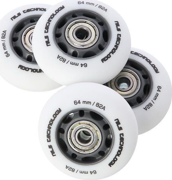 Zestaw Nils Extreme Kółka PU 64x24 82A Białe Matowe 4 szt + Łożyska ABEC-9 8 szt (5907695544794) - obraz 3
