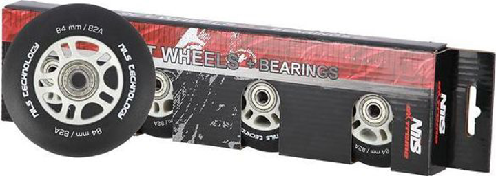 Zestaw Nils Extreme Kółka PU 84x24 82A Czarne Matowe 4 szt + Łożyska ABEC-9 Chrome 8 szt (5907695544367) - obraz 4
