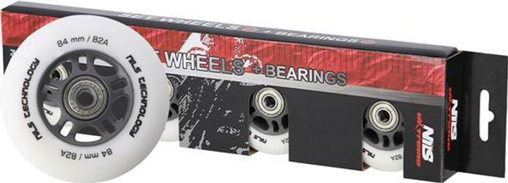 Zestaw Nils Extreme Kółka PU 84x24 82A Białe Matowe 4 szt + Łożyska ABEC-9 Chrome 8 szt (5907695544572) - obraz 4