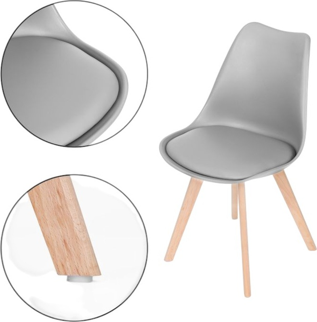 Zestaw krzeseł do kuchni i salonu ModernHome by Multistore 4 szt Szare (5905817006366) - obraz 7