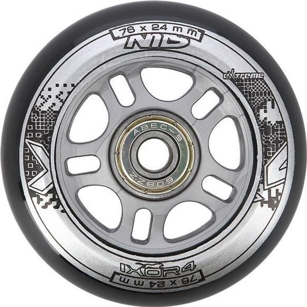 Набір Nils Extreme Колеса PU 76x24 82A Чорний 4 шт + Підшипники ABEC-9 8 шт (5907695557091) - зображення 3