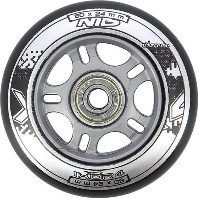 Zestaw Nils Extreme Kółka PU 80x24 82A Czarne 4 szt + Łożyska ABEC-9 8 szt (5907695556971) - obraz 3