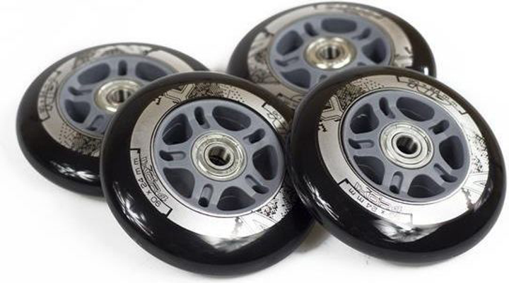 Набір Nils Extreme Колеса PU 90x24 82A Чорний 4шт + Підшипники ABEC-9 Chrome 8шт (5907695527780) - зображення 4