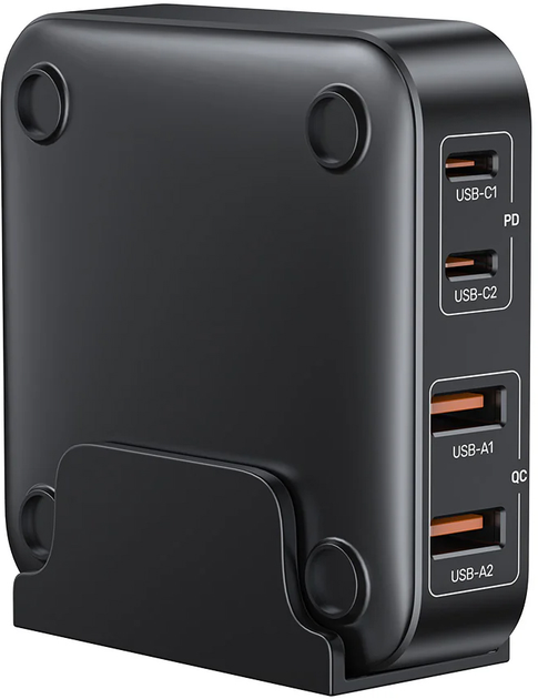 Мережевий зарядний пристрій Unitek GaN 2xUSB-A + 2xUSB-C 100 Вт Black (P1229ABK01-EU) - зображення 3