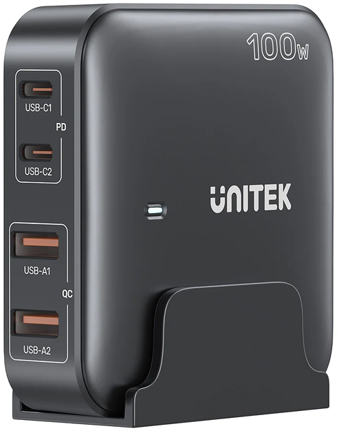 Мережевий зарядний пристрій Unitek GaN 2xUSB-A + 2xUSB-C 100 Вт Black (P1229ABK01-EU) - зображення 4