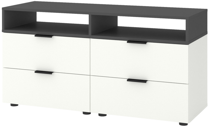 Тумба ТВ Metkas Home 1200 х 420 х 625 мм Белый снег - Антрацит (MA020-BA) - Фото 1 Тумба ТВ Metkas Home 1200 х 420 х 625 мм Белый снег - Антрацит (MA020-BA) - изображение 1