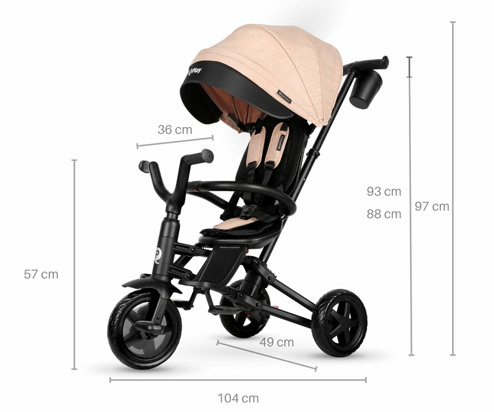 Rowerek trójkołowy Qplay Nova Niello khaki 5242 (5061047480458) - obraz 9