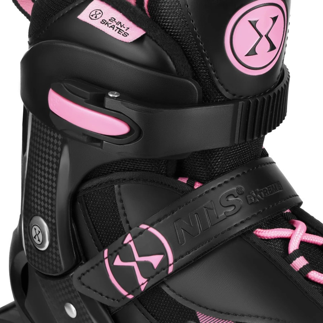 Łyżworolki Nils Extreme 2 w 1 NH382 35-38 M Czarno-Różowe (5907695583274) - obraz 7
