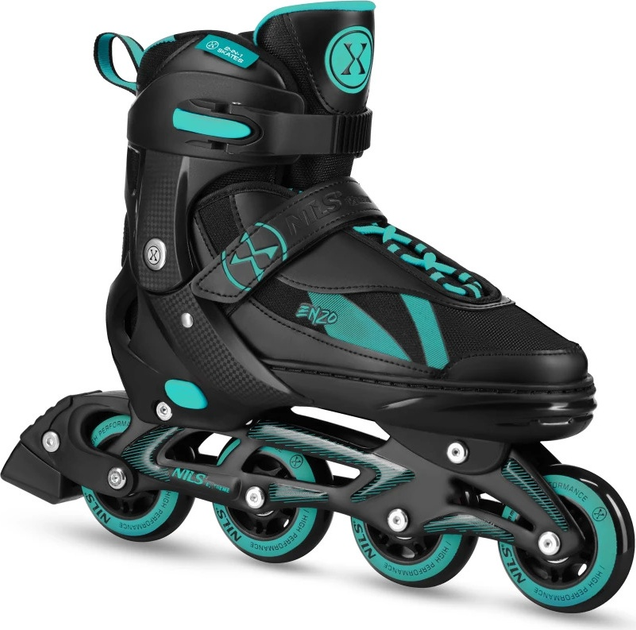 Роликові ковзани Nils Extreme 2 в 1 NH382 39-43 L Чорно-Бірюзові (5907695584349) - зображення 5