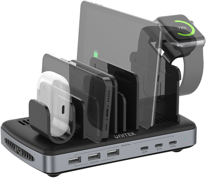Stacja ładująca Unitek uCharge Station HP6 PD 3xUSB-A + 3xUSB-C 80 W Black (4894160048455) - obraz 6