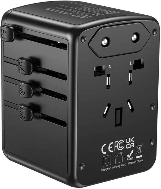 Мережевий зарядний пристрій Unitek Universal Travel Adapter 3xUSB-A + 2xUSB-C 35 Вт Black (P1121ABK01) - зображення 4